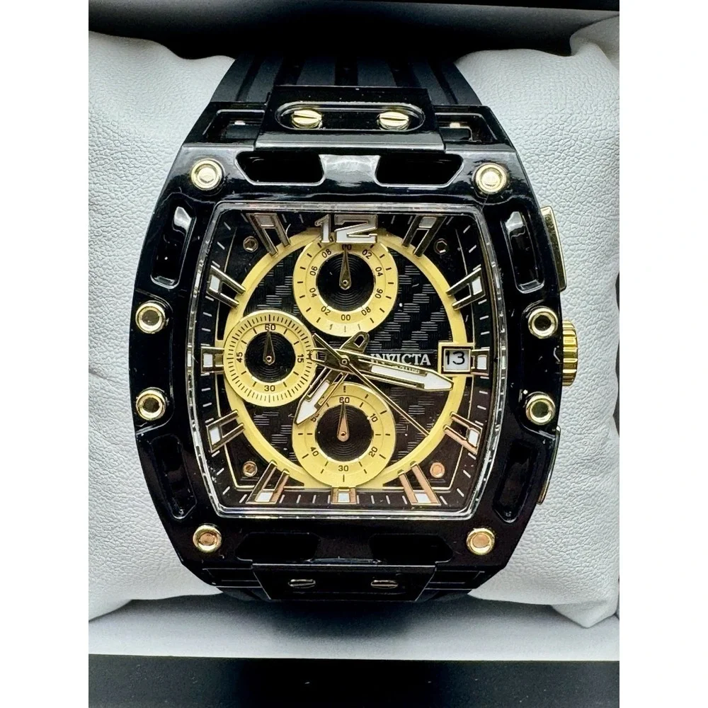 Invicta S1 Rally 70148 42mm Allogrip Chronograph Black Gold Men's Watch